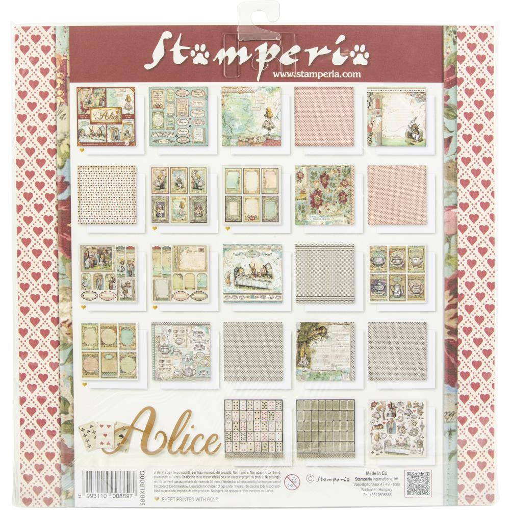 STAMPERIA 22 PAGE SINGLE SIDED 12" X 12" MAXI PAPER PAD - ALICE