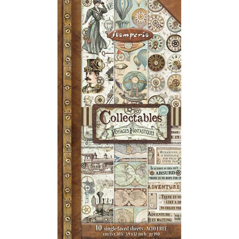 STAMPERIA 10 PAGE DOUBLE FACED 6" X 12" COLLECTABLE PAD - VOYAGES FANTASTIQUES