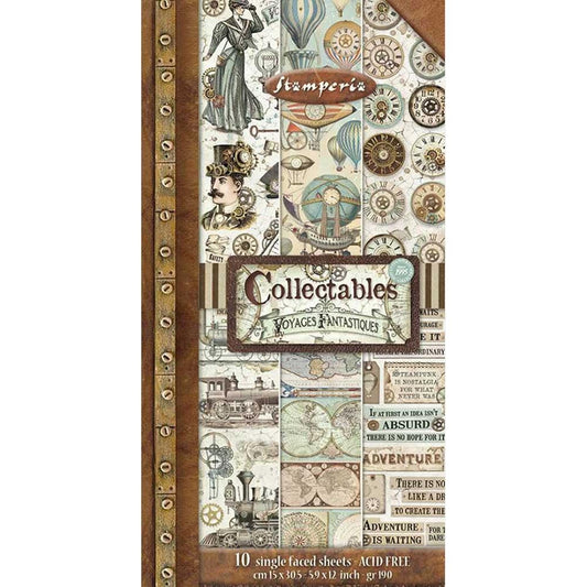 STAMPERIA 10 PAGE DOUBLE FACED 6" X 12" COLLECTABLE PAD - VOYAGES FANTASTIQUES