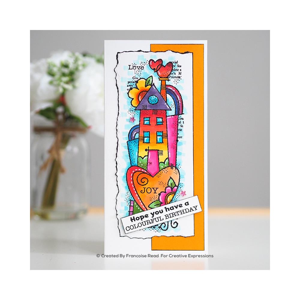 WOODWARE CLEAR STAMP FRS409 - RAINBOW HOUSE - 8" X 2.6"