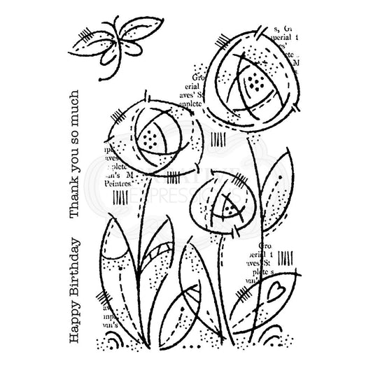 WOODWARE CLEAR STAMP FRS854 - FLOWER BLOOMS - 4" X 6"