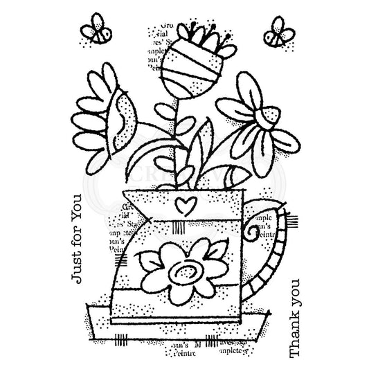 WOODWARE CLEAR STAMP FRS860 FLOWER JUG 4" X 6"