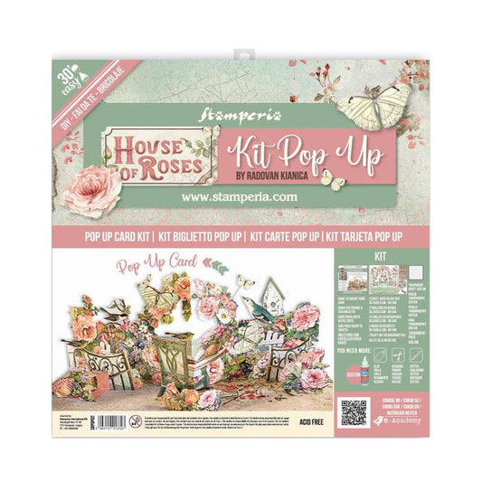 HOUSE OF ROSES POP UP CARD KIT BY STAMPERIA