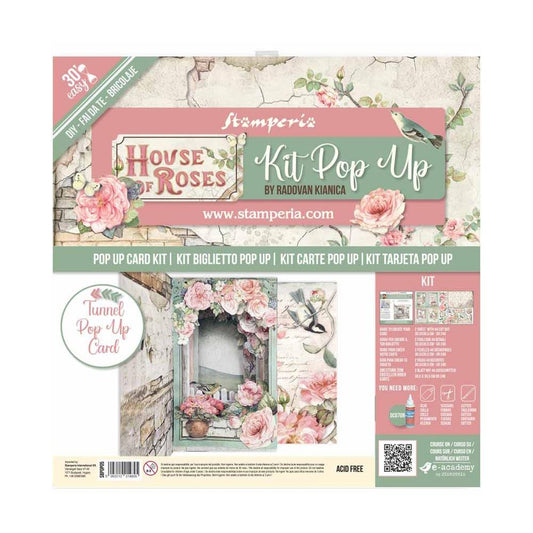 HOUSE OF ROSES TUNNEL POP UP CARD KIT BY STAMPERIA