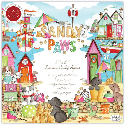 SANDY PAWS 6 X 6 DOUBLE SIDED PAPER PAD BY CRAFT CONSORTIUM