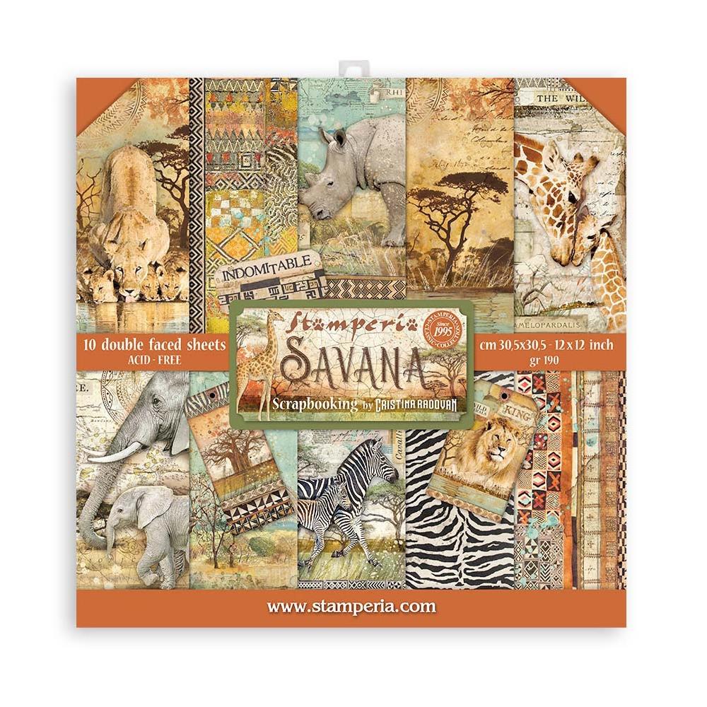 STAMPERIA DOUBLE SIDED 10 PAGE 12" X 12" PAPER PAD - SAVANA