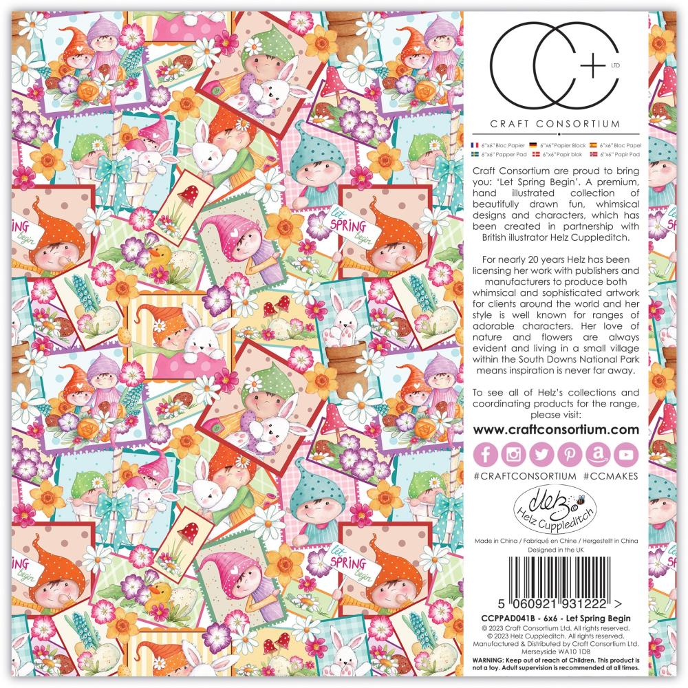 LET SPRING BEGIN 6 X 6 DOUBLE SIDED PAPER PAD BY CRAFT CONSORTIUM