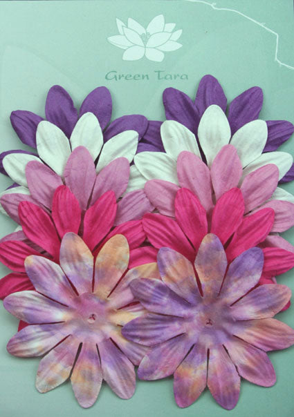 GREEN TARA 10 PETAL X 7CM FLOWER PACK - VARIOUS FLORAL COLOURS