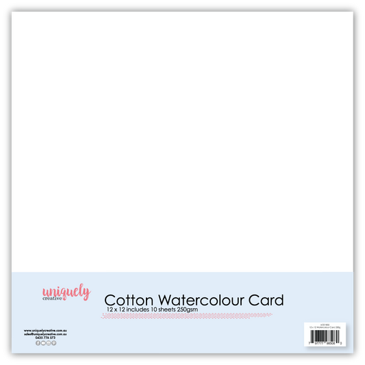 12 X 12 COTTON WATERCOLOUR CARD 250GSM X 10 SHEETS