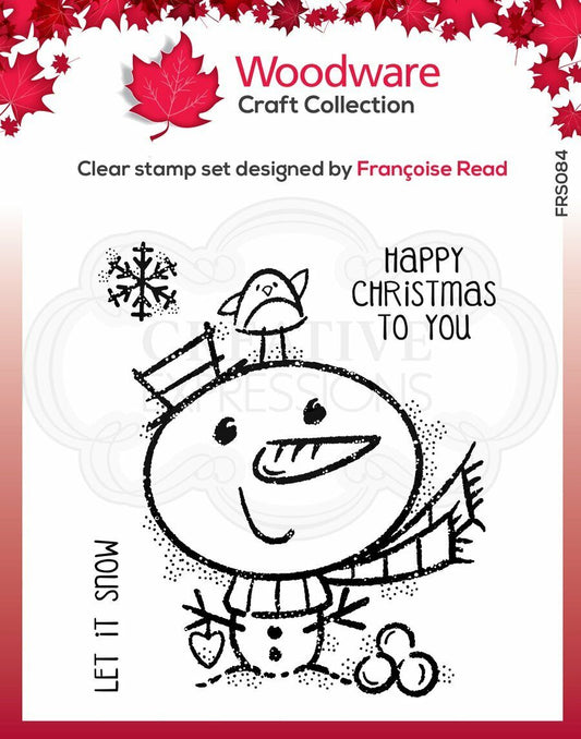 WOODWARE CLEAR STAMP FRS084 LITTLE SNOWMAN 4" X 4"