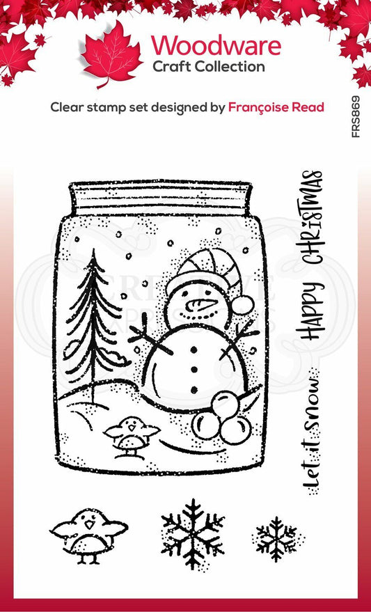 WOODWARE CLEAR STAMP FRS869 SNOW JAR 4" X 6"