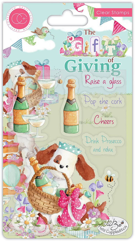 POP THE CORK CLEAR STAMP SET BY CRAFT CONSORTIUM