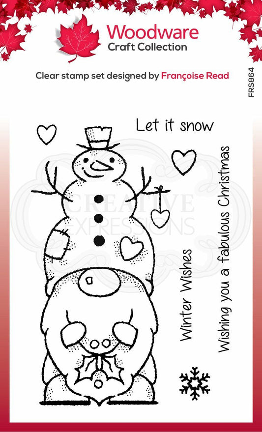 WOODWARE CLEAR STAMP FRS864 SNOW GNOME 4" X 6"