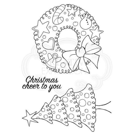 WOODWARE CLEAR MAGIC SINGLES STAMP SET JGS605 DOTTY WREATH