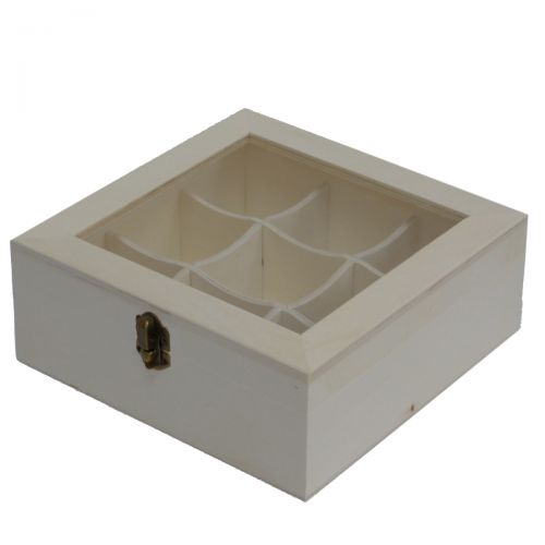 SQUARE WOODEN BOX WITH 9 DIVIDERS