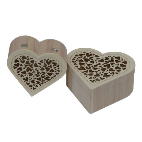 HEART SHAPED WOOD BOXES - SET OF 2