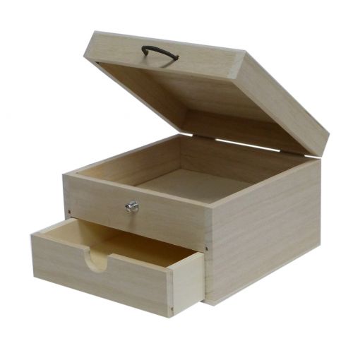 SQUARE WOODEN BOX WITH DRAWER