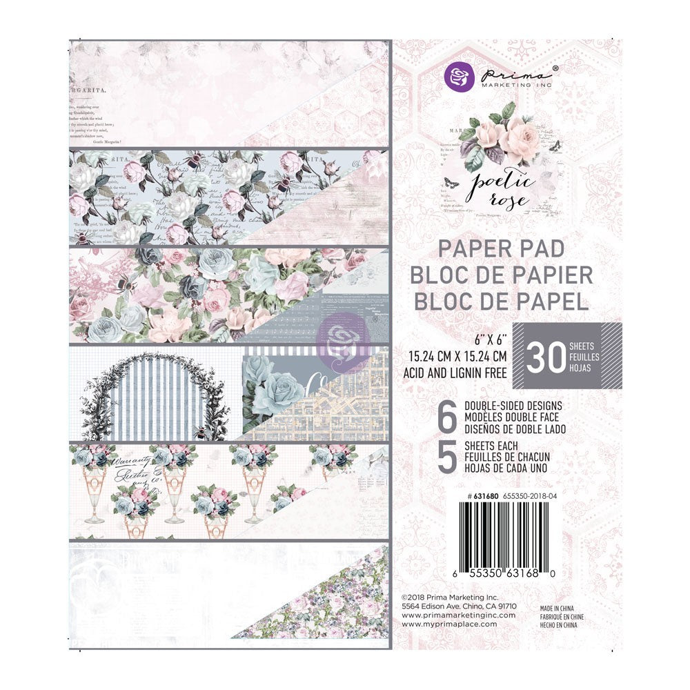 POETIC ROSE 6" X 6" PAPER PAD - PRIMA MARKETING