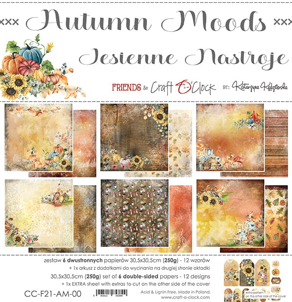 AUTUMN MOODS 12" X 12" SET OF PAPERS - CRAFT O'CLOCK