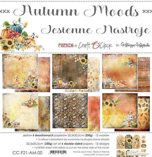 AUTUMN MOODS 12" X 12" SET OF PAPERS - CRAFT O'CLOCK