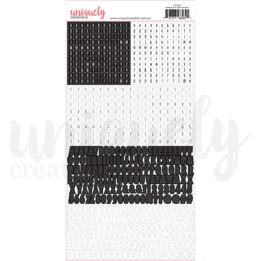 MIXED BLACK & WHITE ALPHA STICKERS - BY UNIQUELY CREATIVE