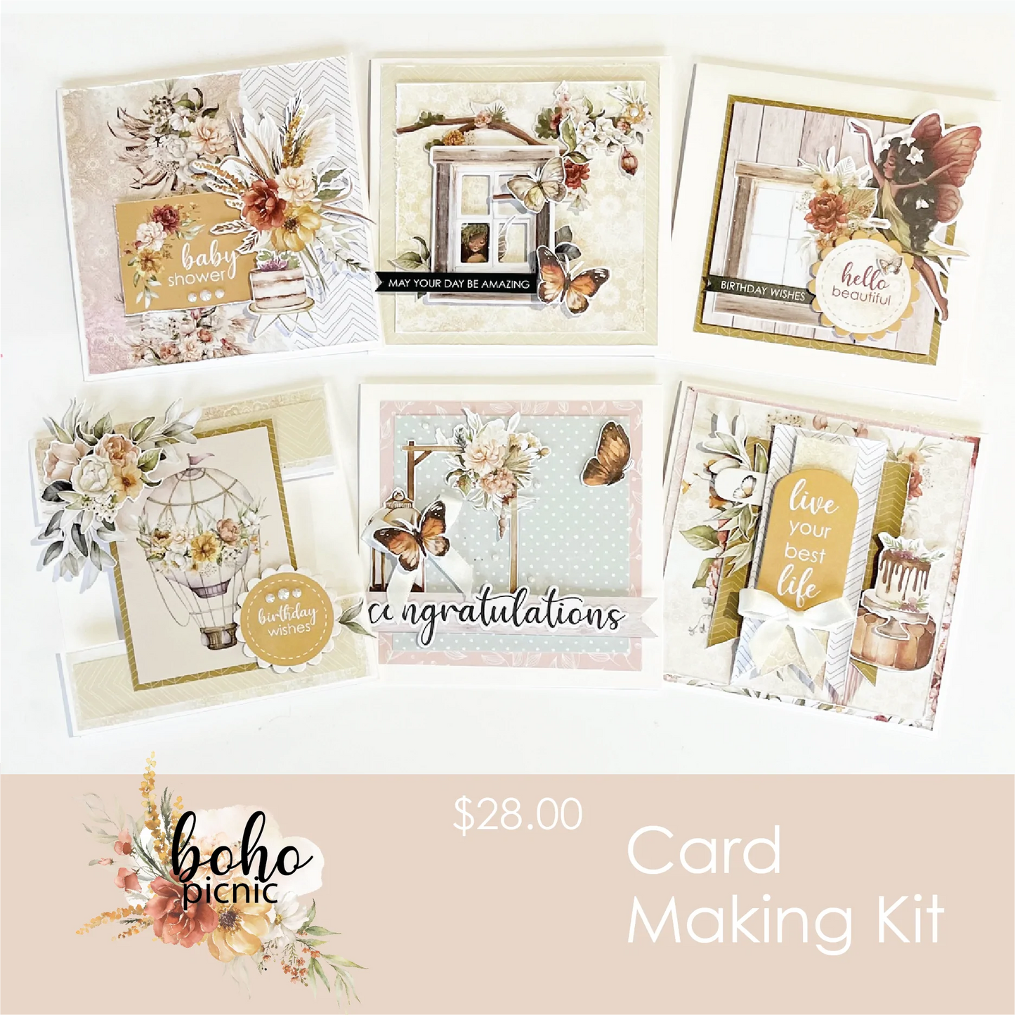 BOHO PICNIC CARD MAKING KIT BY UNIQUELY CREATIVE