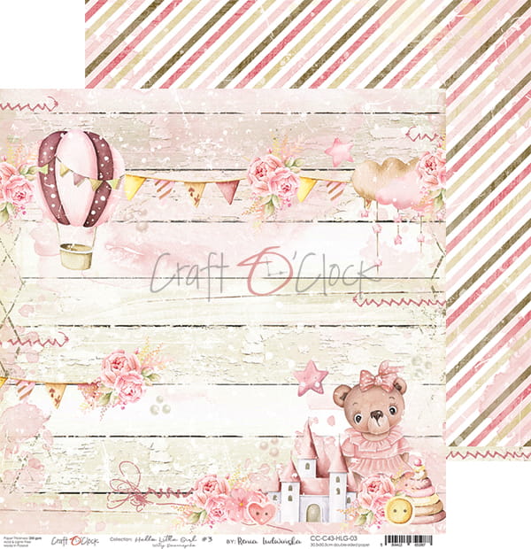 HELLO LITTLE GIRL 12" X 12" SET OF PAPERS - CRAFT O'CLOCK