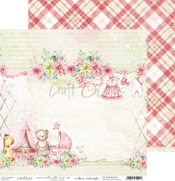 HELLO LITTLE GIRL 12" X 12" SET OF PAPERS - CRAFT O'CLOCK