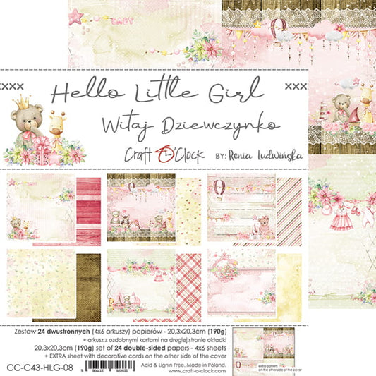 HELLO LITTLE GIRL 8" X 8" SET OF PAPERS