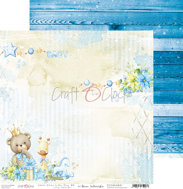 HELLO LITTLE BOY 12" X 12" SET OF PAPERS - CRAFT O'CLOCK