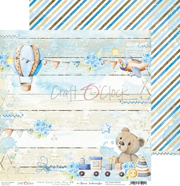 HELLO LITTLE BOY 12" X 12" SET OF PAPERS - CRAFT O'CLOCK