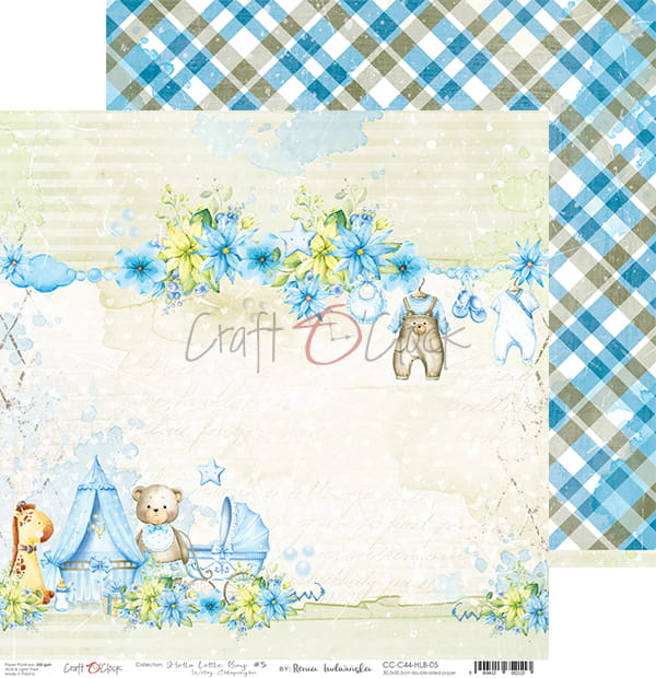 HELLO LITTLE BOY 12" X 12" SET OF PAPERS - CRAFT O'CLOCK