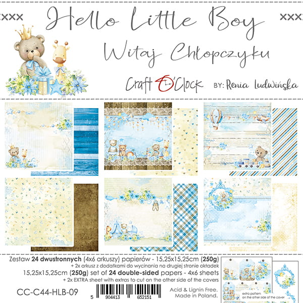 HELLO LITTLE BOY 6" X 6" SET OF PAPERS