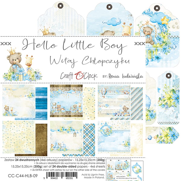 HELLO LITTLE BOY 6" X 6" SET OF PAPERS