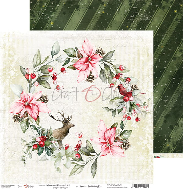 WARM AND PEACEFUL 12" X 12" SET OF PAPERS - CRAFT O'CLOCK