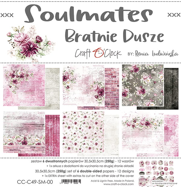 SOULMATES 12" X 12" SET OF PAPERS - CRAFT O'CLOCK