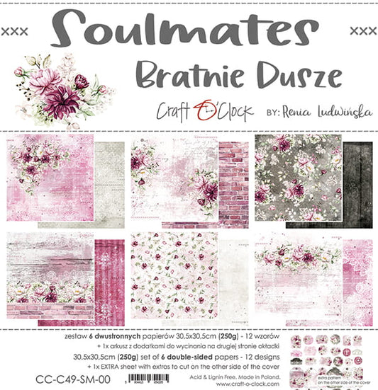 SOULMATES 12" X 12" SET OF PAPERS - CRAFT O'CLOCK