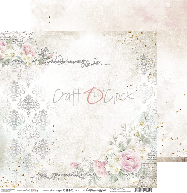 VINTAGE CHIC 12" X 12" SET OF PAPERS - CRAFT O'CLOCK
