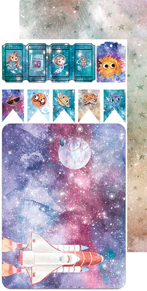 COSMIC ADVENTURES ALBUM/JOURNAL EXTRAS SET BY CRAFT O'CLOCK