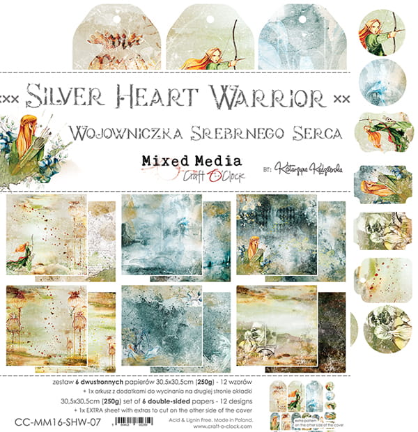 SILVER HEART WARRIOR 12" X 12" SET OF PAPERS