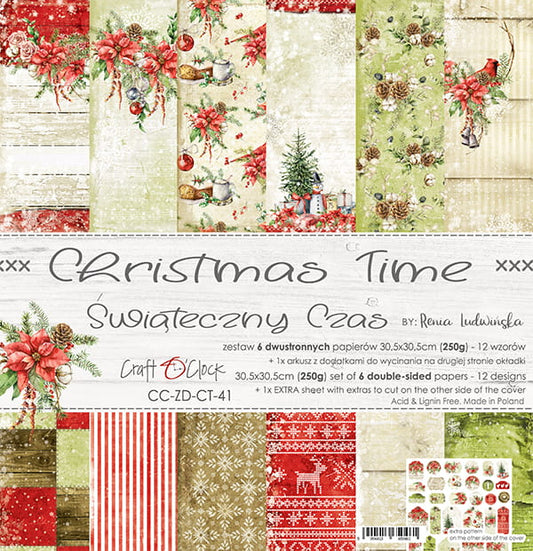 CHRISTMAS TIME 12" X 12" SET OF PAPERS - CRAFT O'CLOCK