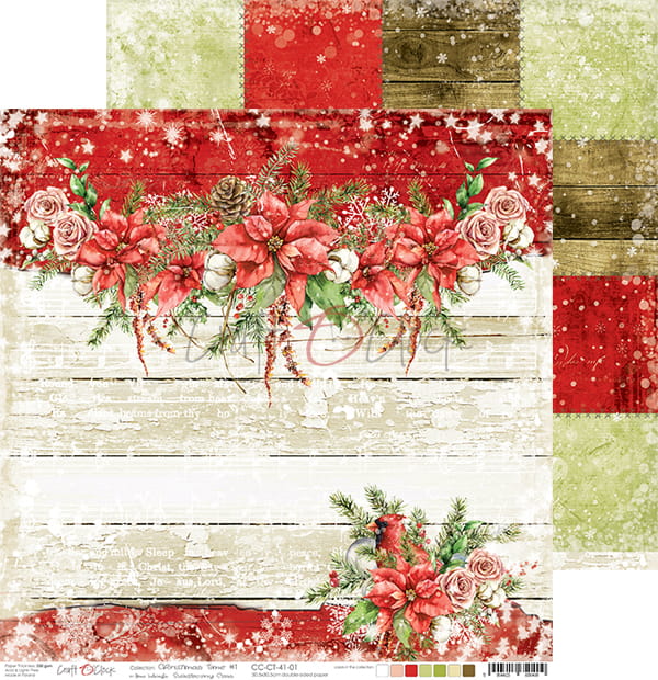 CHRISTMAS TIME 12" X 12" SET OF PAPERS - CRAFT O'CLOCK