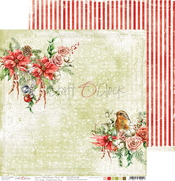 CHRISTMAS TIME 12" X 12" SET OF PAPERS - CRAFT O'CLOCK