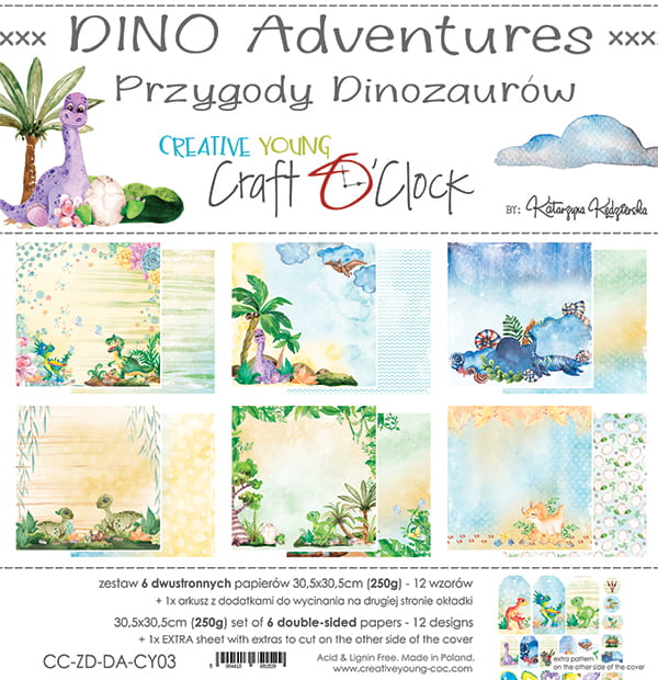 DINO ADVENTURES 12" X 12" SET OF PAPERS