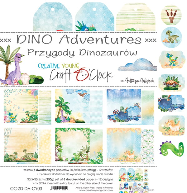 DINO ADVENTURES 12" X 12" SET OF PAPERS