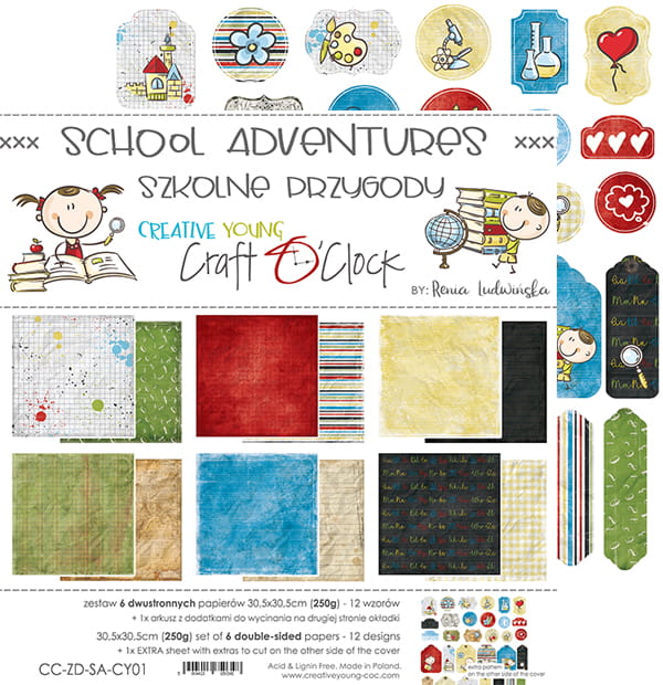 SCHOOL ADVENTURES 12" X 12" SET OF PAPERS