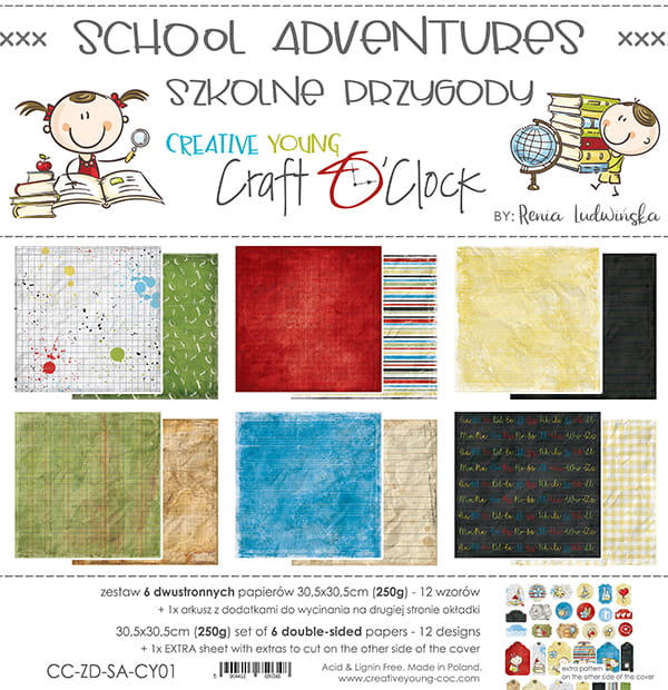 SCHOOL ADVENTURES 12" X 12" SET OF PAPERS