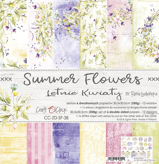 SUMMER FLOWERS 12" X 12" SET OF PAPERS