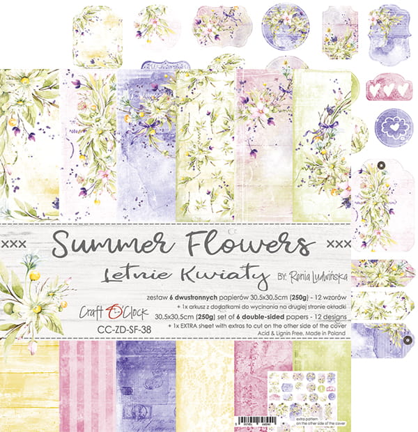 SUMMER FLOWERS 12" X 12" SET OF PAPERS