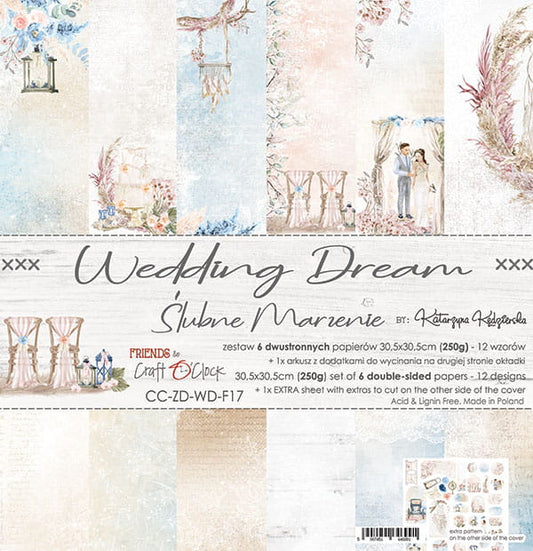 WEDDING DREAM 12" X 12" SET OF PAPERS - CRAFT O'CLOCK